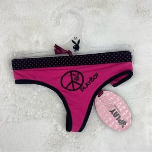 NWT Vintage Playboy Pink 'Peace PlayBoy' Panties